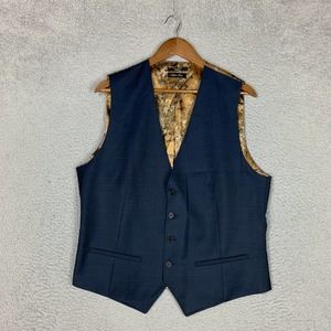 Ted Baker Vest Mens 42R Blue Debonair Wool Mohair Blend Waistcoat Suit Vest